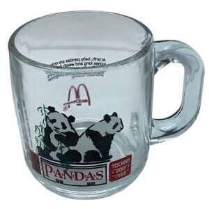 Vtg McDonalds 1988 Toledo Zoo Panda Bear Glass Mug Cup